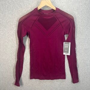 Athleta Unstinkable Oxygen Top Mulberry Purple‎ Mesh Seamless Long Sleeve XS